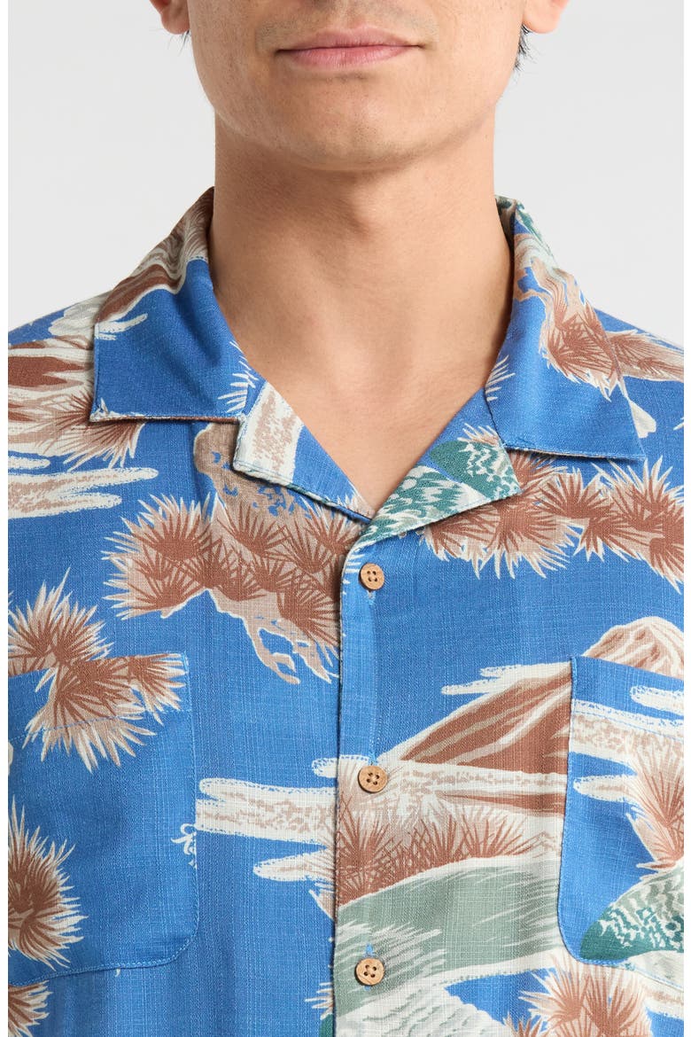 Rainier x Brixton Print Camp Shirt, Alternate, color, BLUE SKY