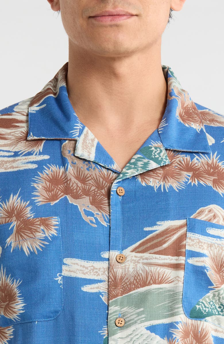 Brixton Rainier x Brixton Print Camp Shirt, Alternate, color, Blue Sky