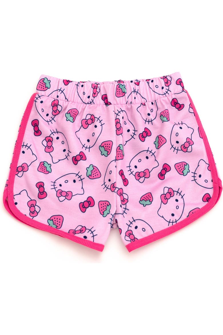 T-Shirt and French Terry Shorts Set, Alternate, color, Carmine Rose