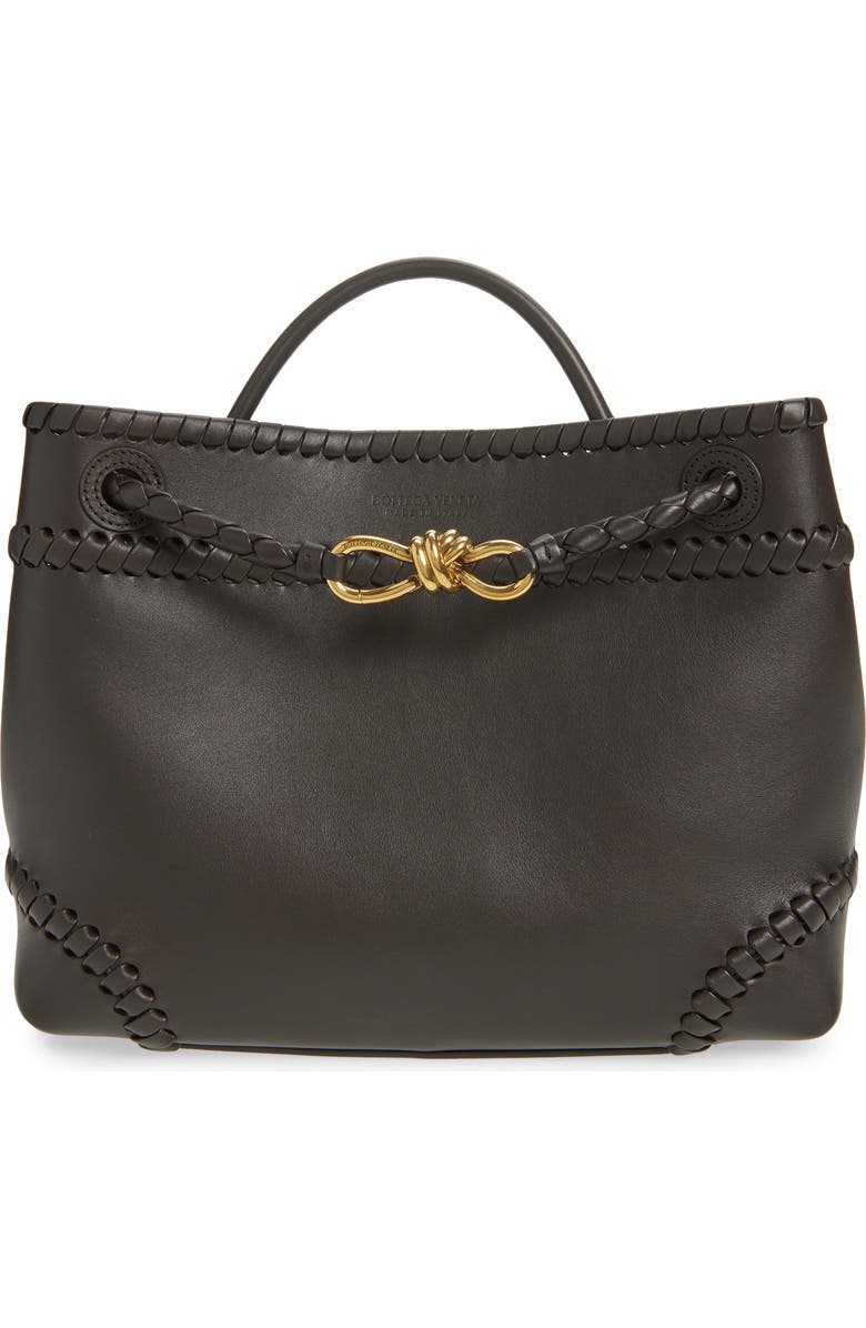 Bottega Veneta Borsa Whipstitch Leather Shoulder Bag, Main, color, 2009 Espresso-M Brass