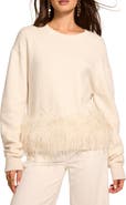 Ramy Brook Lana Ostrich Feather Trim Sweater