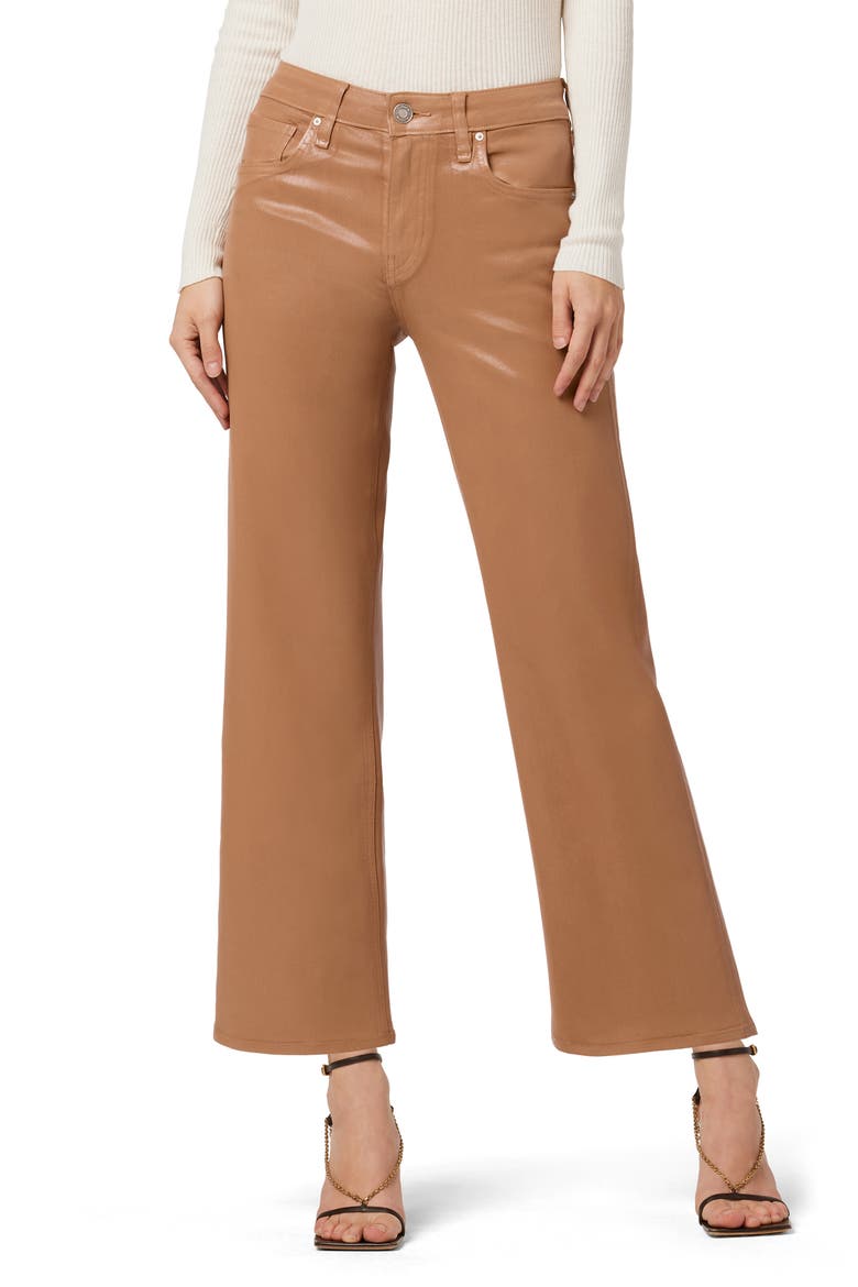 Rosie Coated High Waist Ankle Wide Leg Jeans, Main, color, TOBACCO BROWN COAT