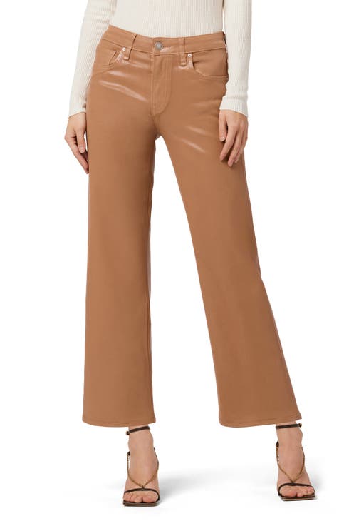 Rosie Coated High Waist Ankle Wide Leg Jeans (Tobacco Brown Coat)