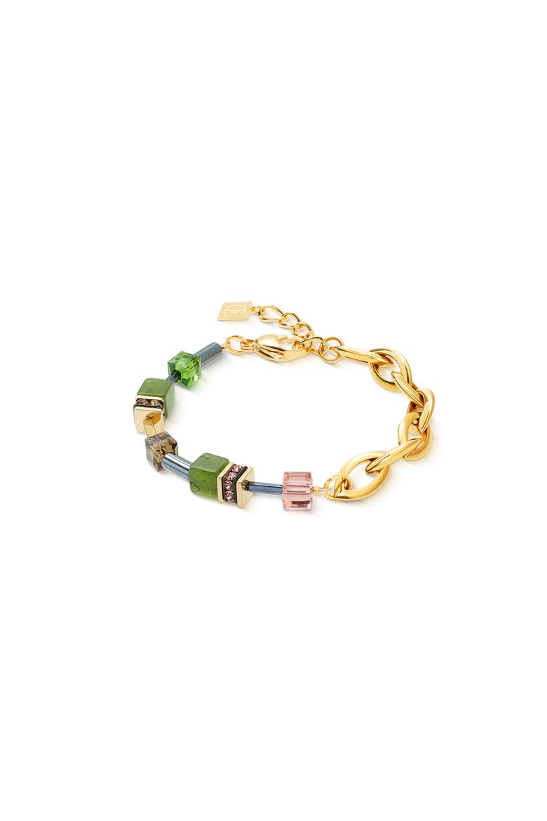 Geocube® Chunky Chain Gold Bracelet, Main, color, Green