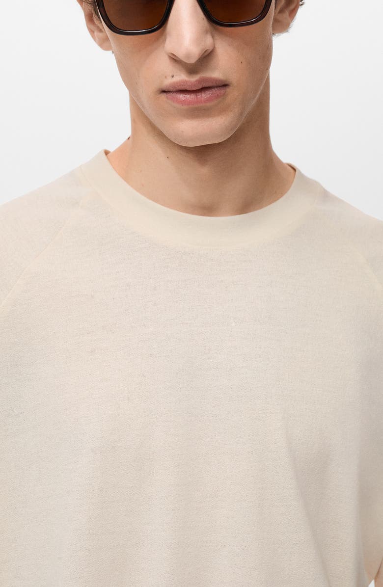 MANGO Oversize Cotton & Linen Crewneck T-Shirt, Alternate, color, Sand