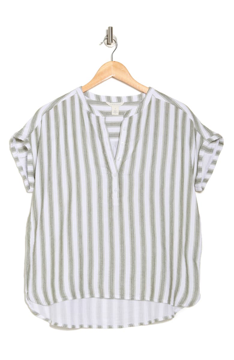 Caslon<sup>®</sup> Stripe Cotton Gauze Henley, Alternate, color,