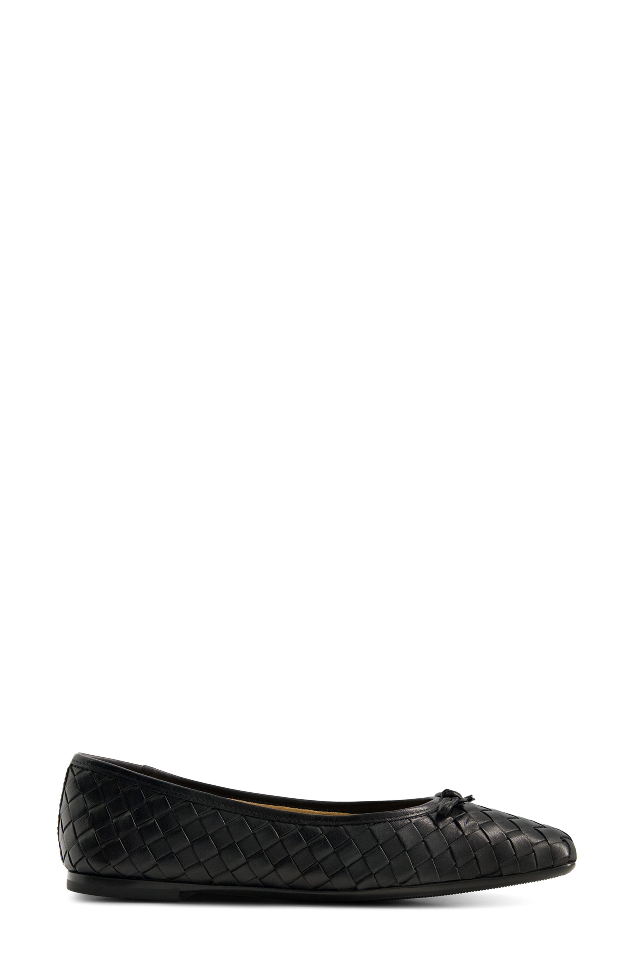 Gwynn Woven Ballet Flat, Alternate, color, BLACK LEATHER/ PATENT