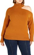 City Chic Open Shoulder Turtleneck Sweater