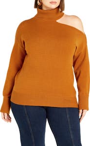 City Chic Open Shoulder Turtleneck Sweater