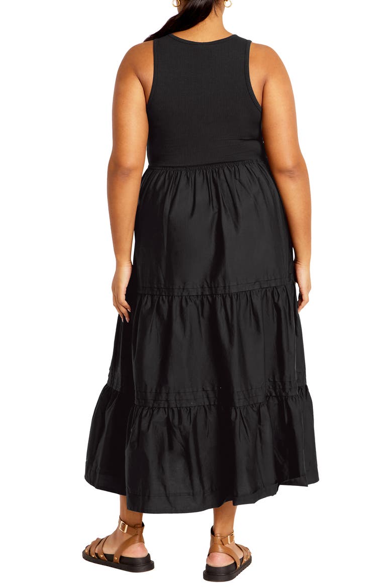 Chelsea Tiered Sleeveless Maxi Dress, Alternate, color, BLACK