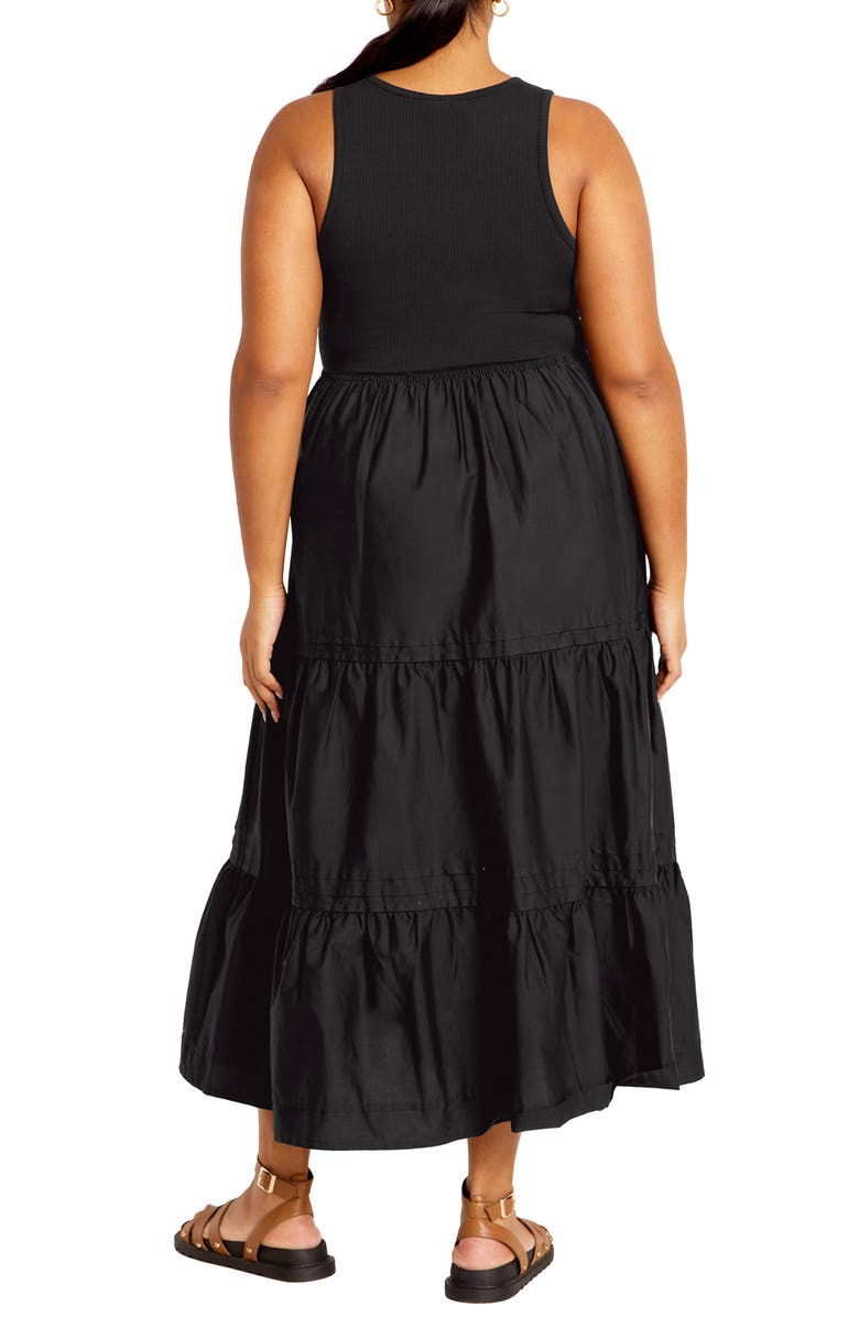 City Chic Chelsea Tiered Sleeveless Maxi Dress, Alternate, color, Black