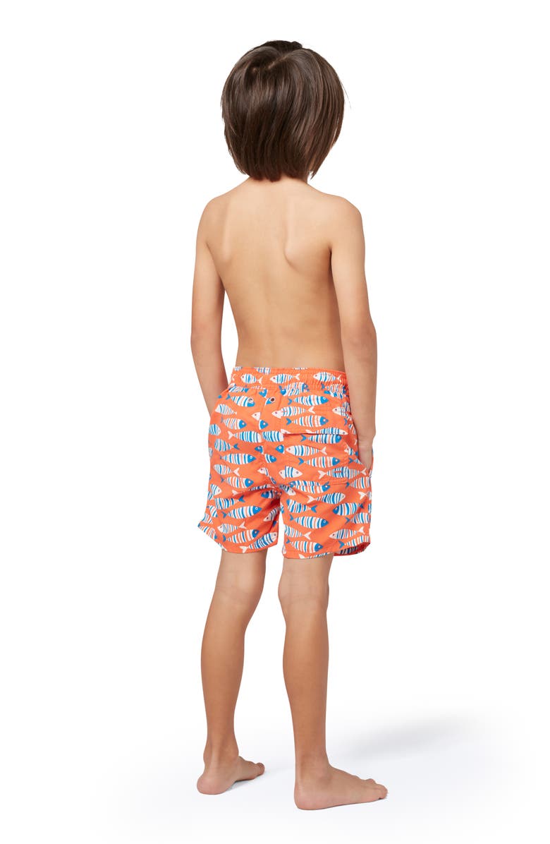 Tom & Teddy Kids' Fish Swim Trunks, Alternate, color, Striped Orange