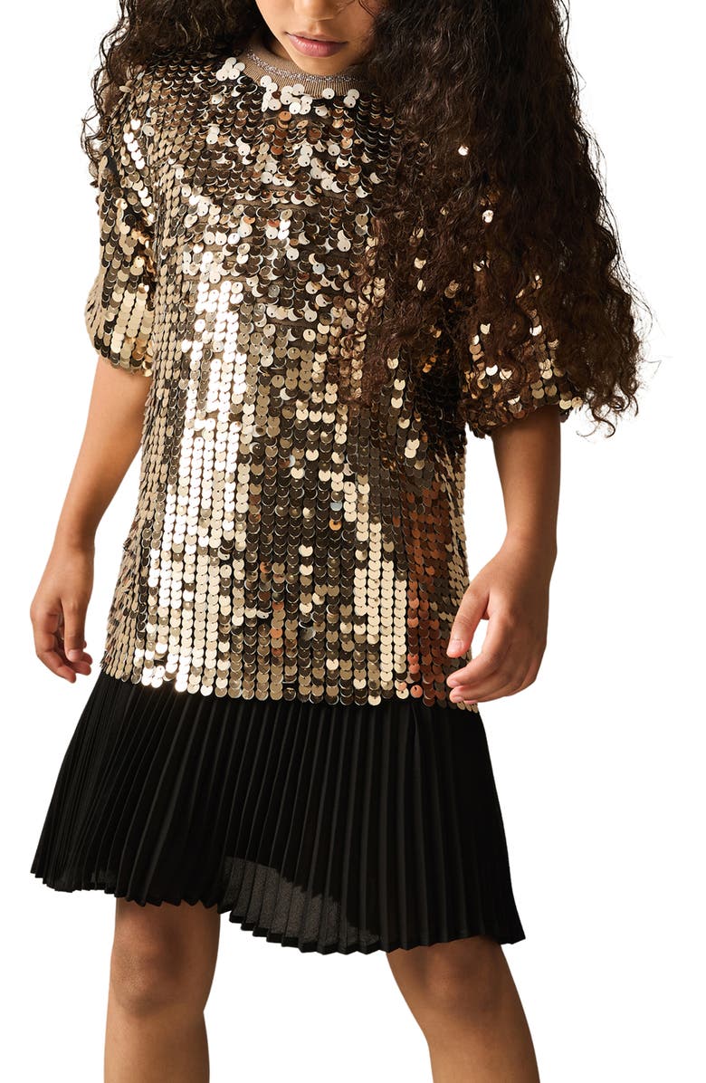 Reiss Kids' Darcey Two-Piece Dress, Alternate, color, Gold