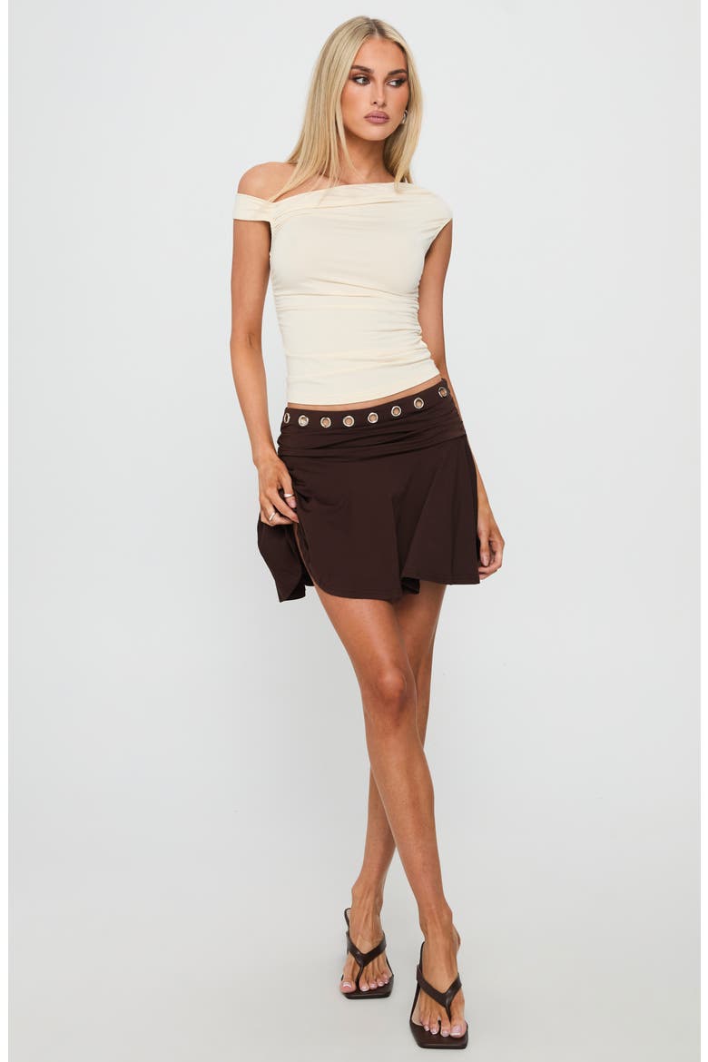 Amryn Grommet Miniskirt, Alternate, color, BROWN