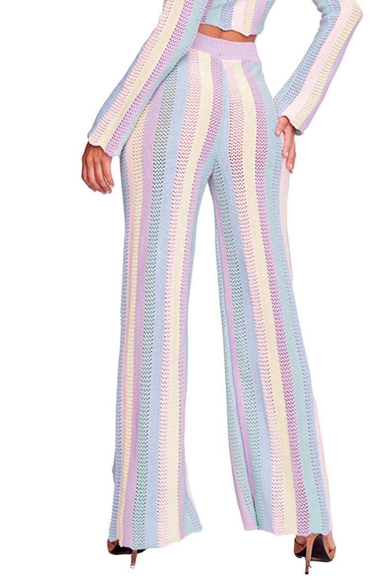 Paloma Stripe Openwork Crochet Cover-Up Pants, Alternate, color, LILAC MULTICOLOR