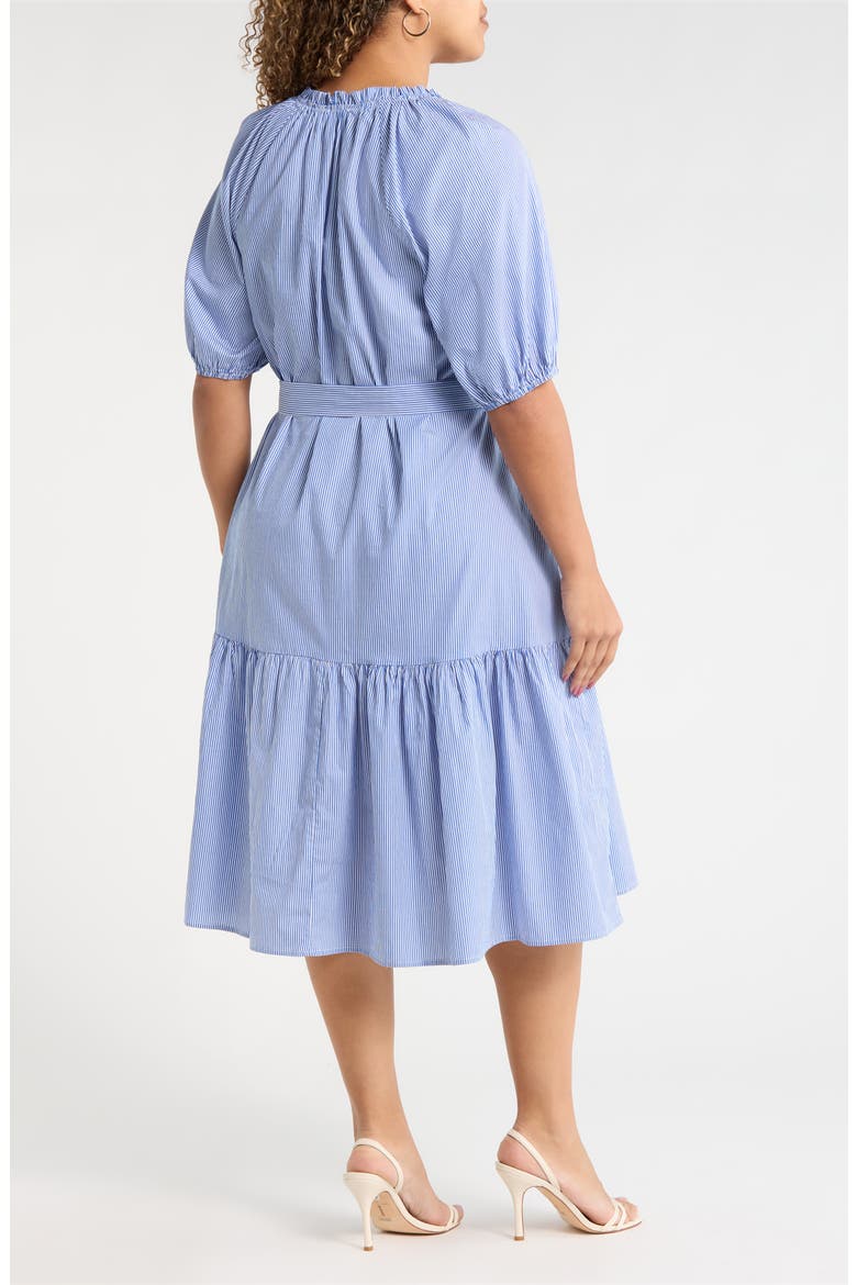 Fannie Striped Wynette Tiered Cotton Midi Dress, Alternate, color, BLUE-WHITE