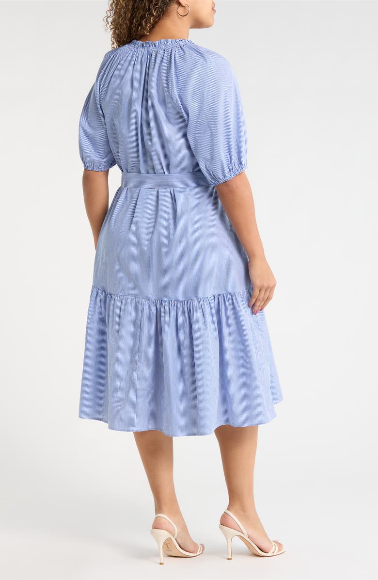 SUGARLIPS Fannie Striped Wynette Tiered Cotton Midi Dress, Alternate, color, Blue-White