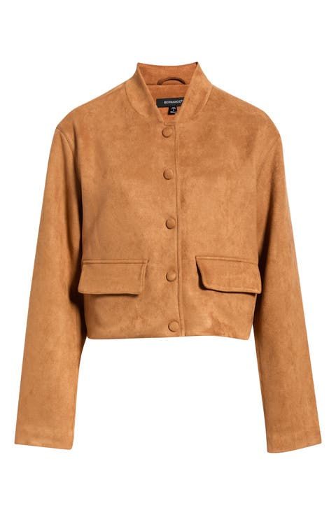 Faux Suede Bomber Jacket