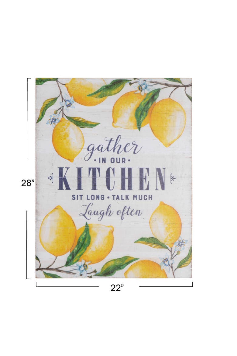 "Gather in Our Kitchen" Wood Wall Décor with Lemons, Alternate, color, Yellow