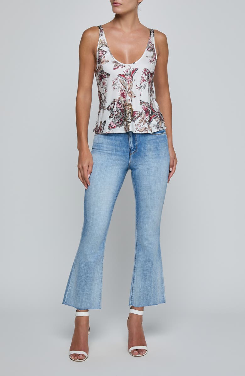 L'AGENCE Eddie Bias Cut Satin Tank, Alternate, color, White Multi