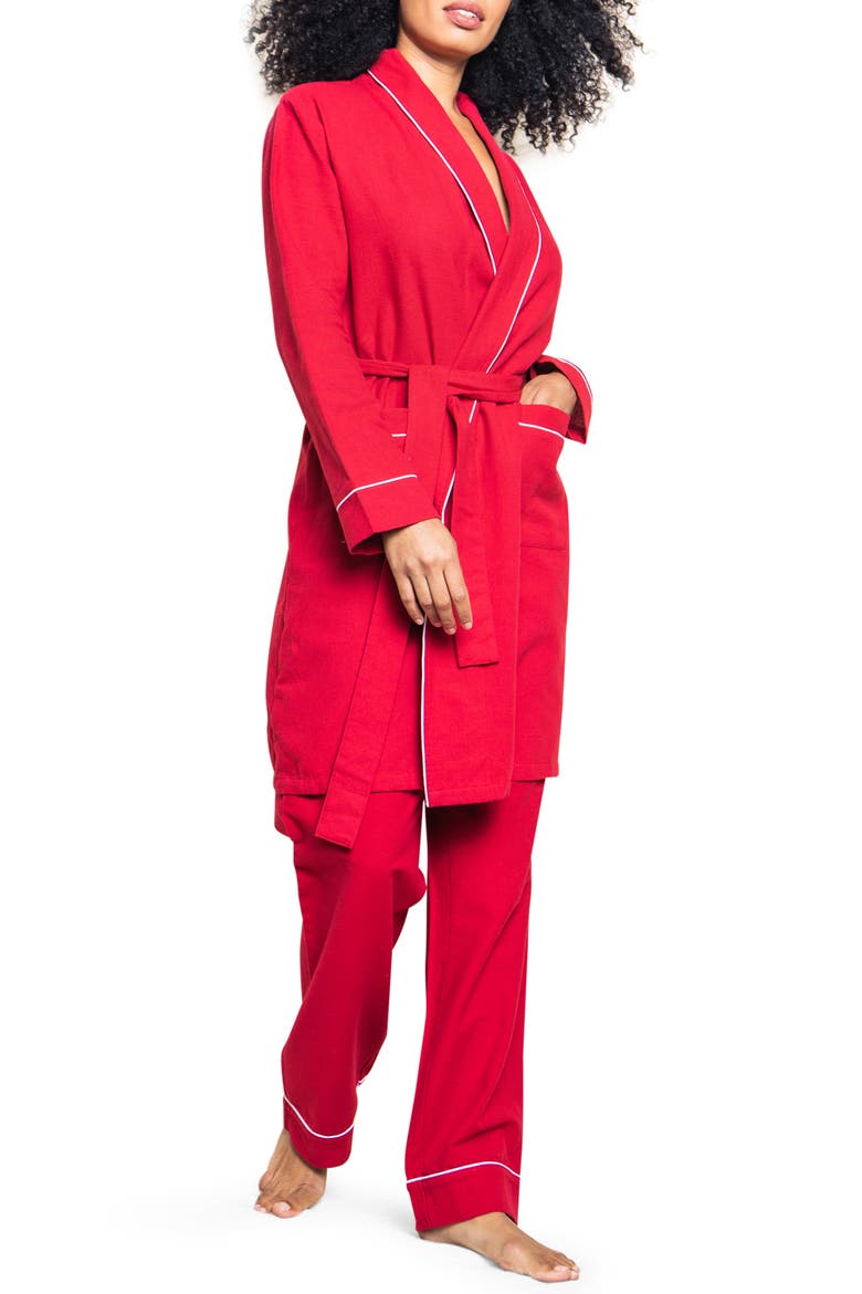 Cotton Flannel Robe, Main, color, RED