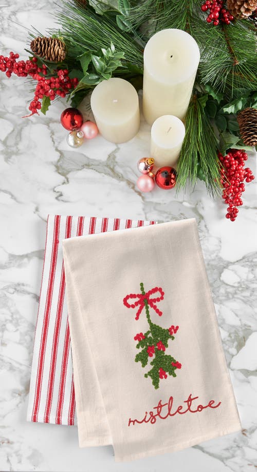 C & F Home C&f Home Mistletoe Berries French Knot Cotton Embroidered Flour Sack Kitchen Towel In White