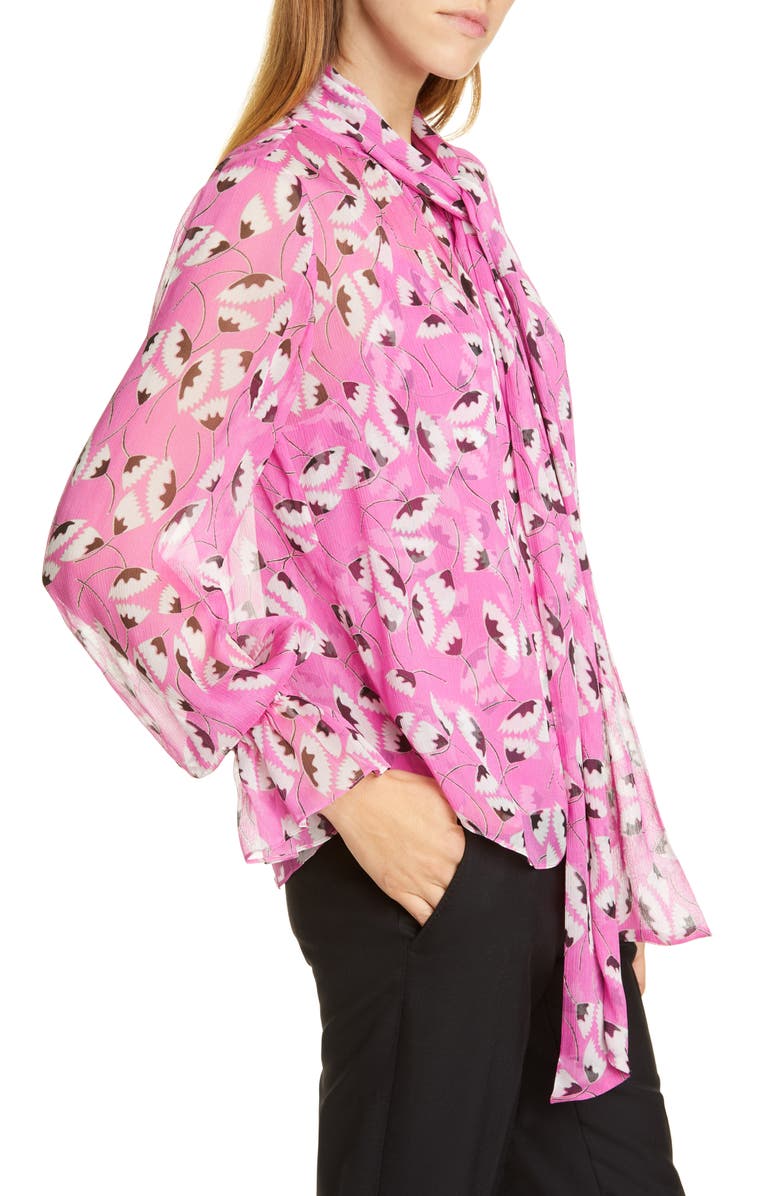 DVF Tina Tie-Neck Silk Blouse, Alternate, color, 