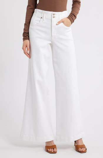Frame The Seamed Wide Leg Trouser Jeans In White