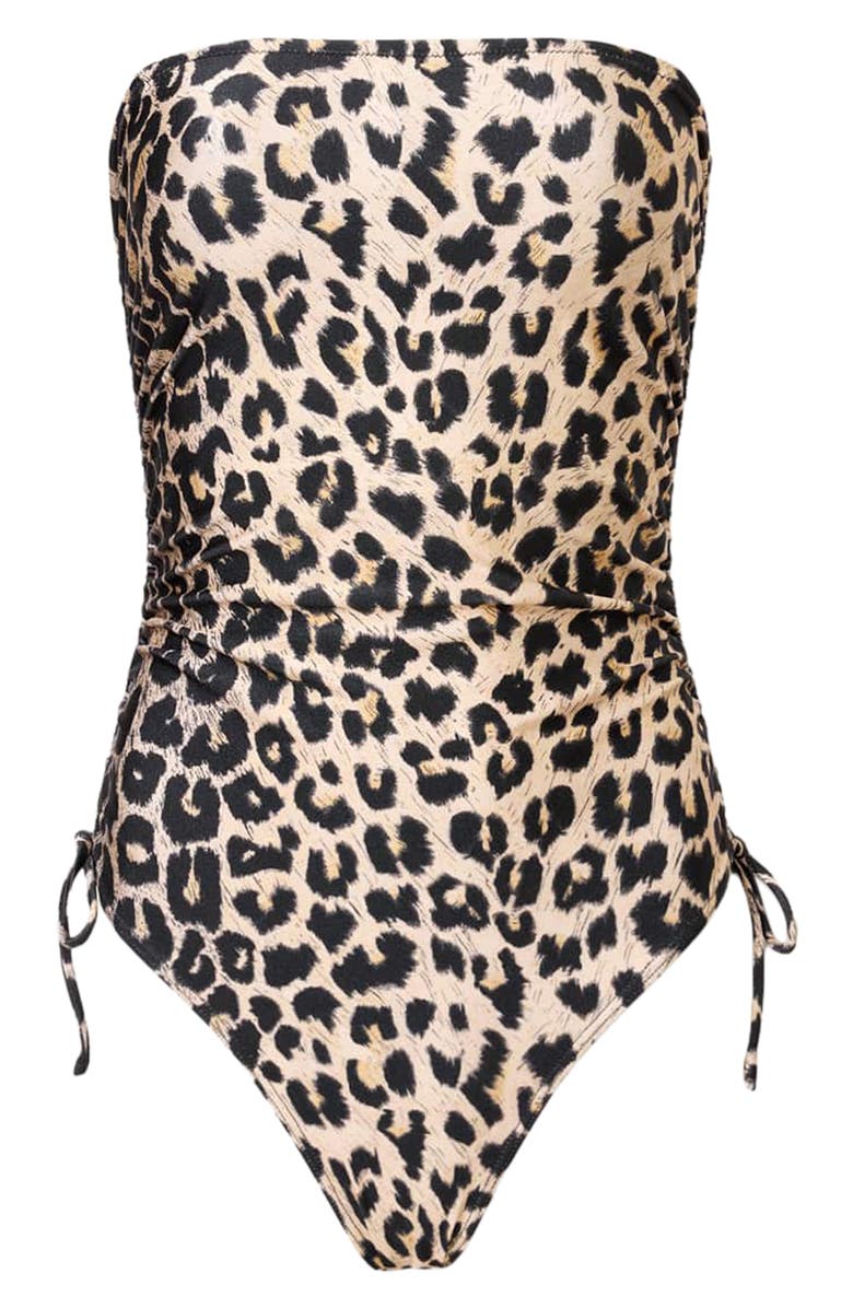 AllSaints Court Side Tie One-Piece Swimsuit, Alternate, color, Leppo Brown