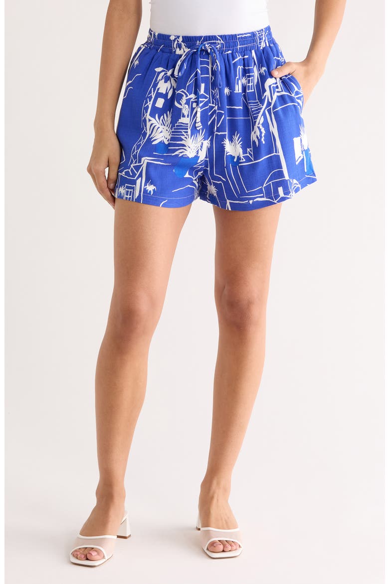 Mims Town Print Drawstring Shorts, Main, color, WHITE-BLUE-MULTI