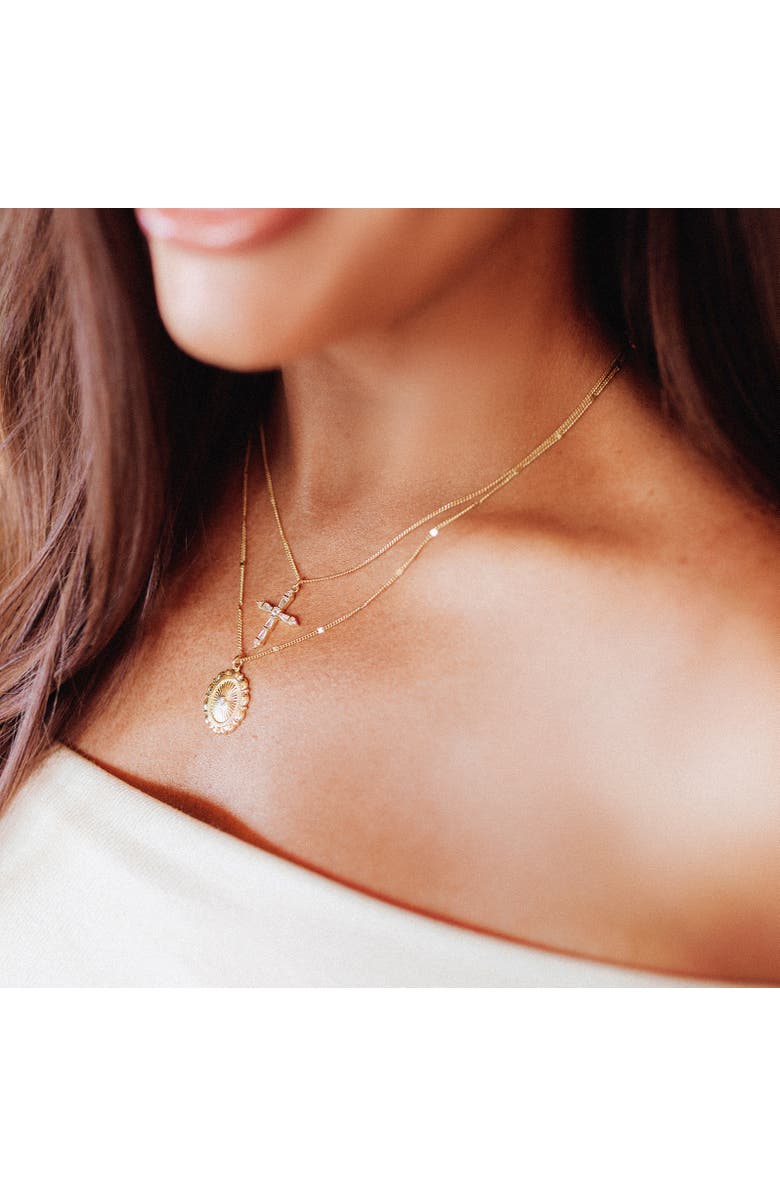 Electric Picks xSarah & Hollie Amore Cross Necklace, Alternate, color, Gold