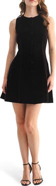 Lush Sleeveless Button Front Velvet Minidress