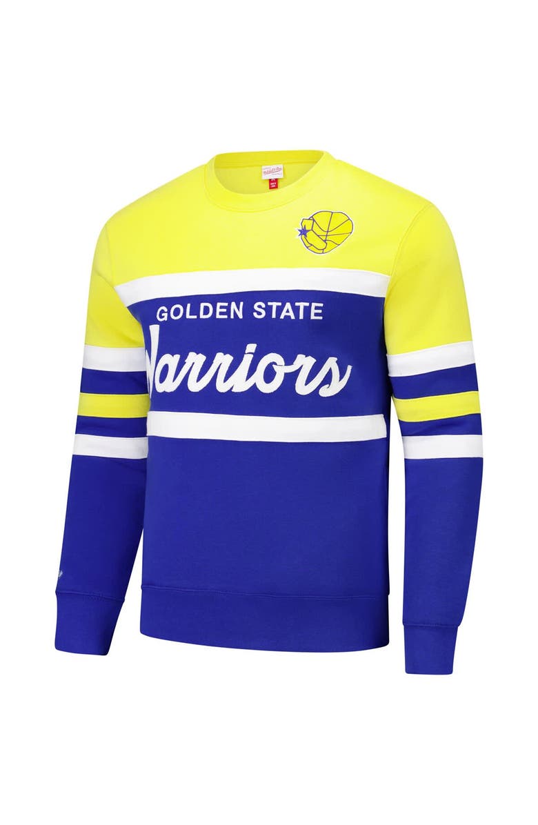 Mitchell & Ness Men's Mitchell & Ness Royal/Gold Golden State Warriors Hardwood Classics Vintage Logo Head Coach Pullover Sweatshirt, Alternate, color, Royal