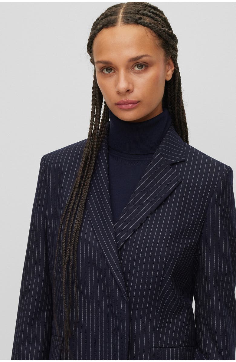 BOSS Jesene Belted Pinstripe Blazer, Alternate, color,