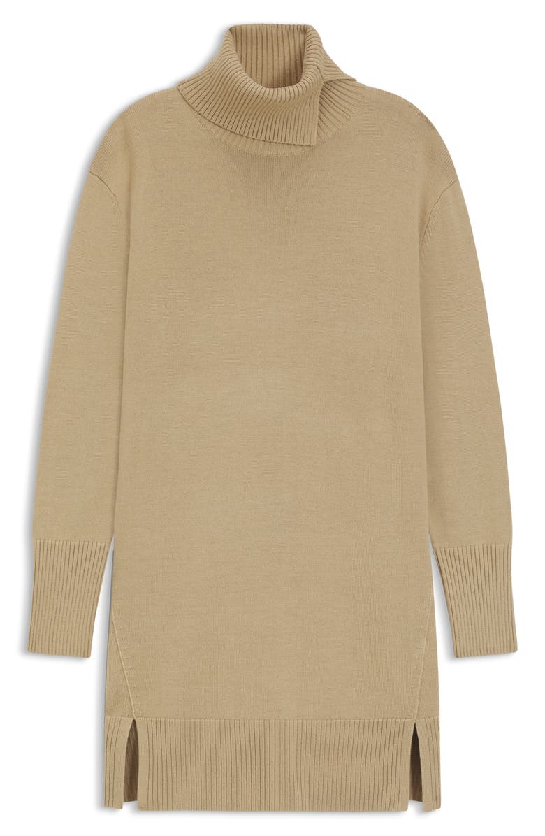 BOSS Orange Feringatessa Long Sleeve Turtleneck Virgin Wool Blend Sweater Dress, Main, color, Rust/ Copper