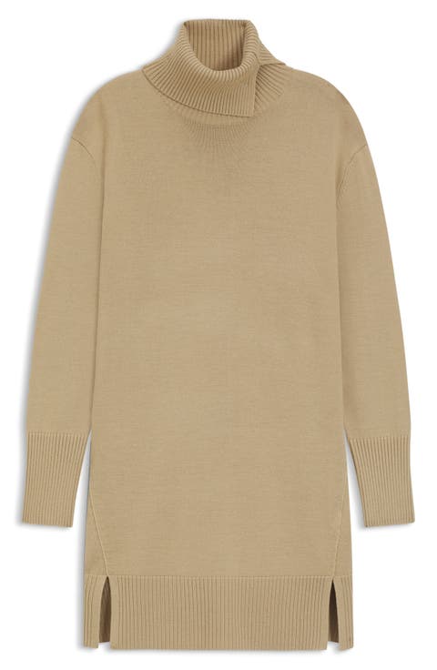 Feringatessa Long Sleeve Turtleneck Virgin Wool Blend Sweater Dress