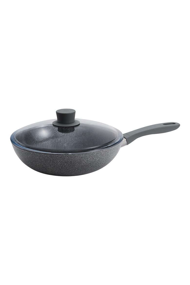 11-Inch Nonstick Wok Pan with Lid, Main, color, GREY