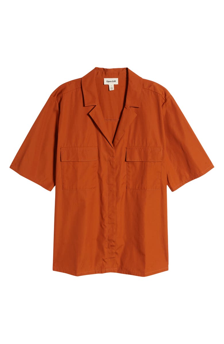 Open Edit Cotton Poplin Button-Up Camp Shirt, Alternate, color, 