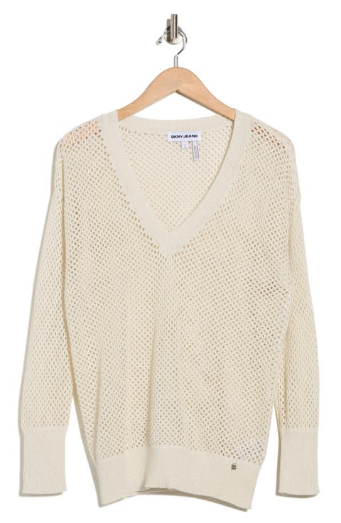 Open Stitch Cotton Blend Sweater