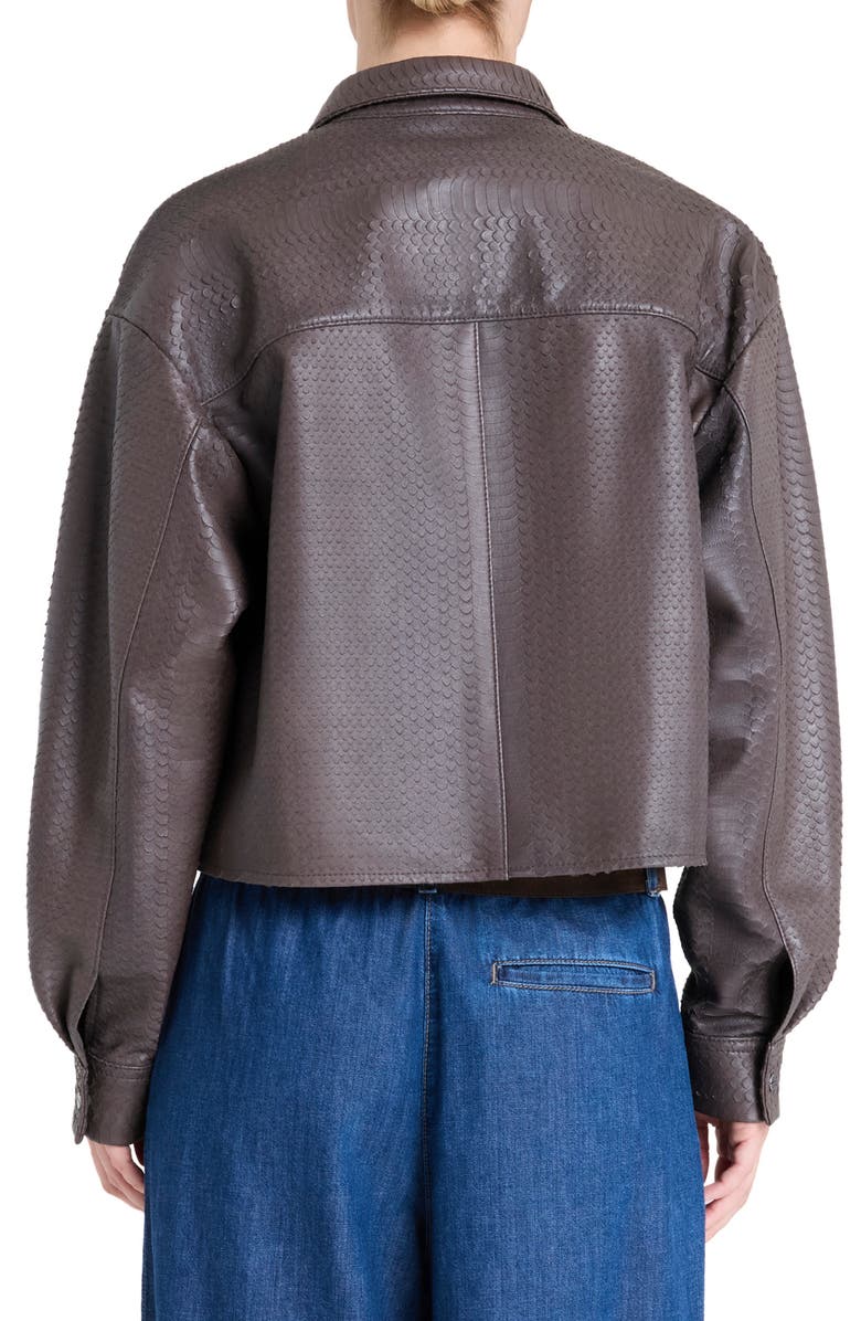 TWP Little Big Joe Leather Button-Up Shirt, Alternate, color, Dark Chocolate