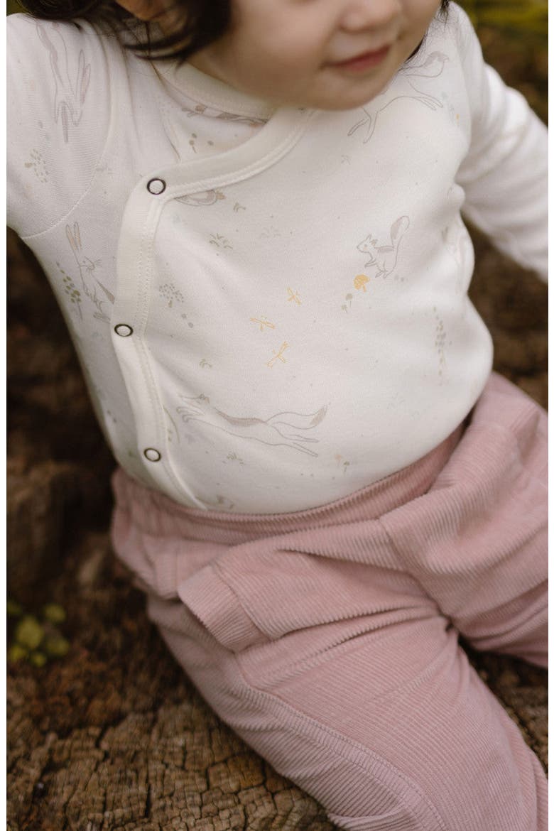 Long Sleeve Organic Cotton Wrap Bodysuit, Alternate, color, FIELD OF DREAMS