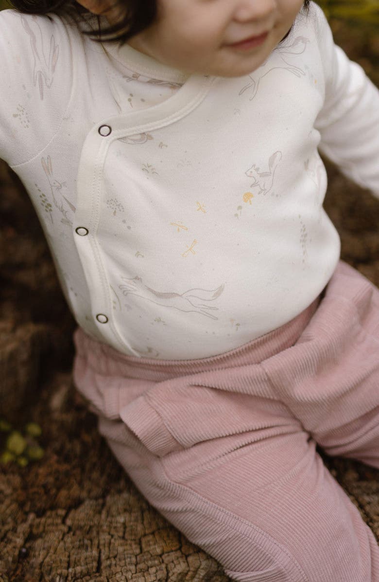 Pehr Long Sleeve Organic Cotton Wrap Bodysuit, Alternate, color, Field Of Dreams