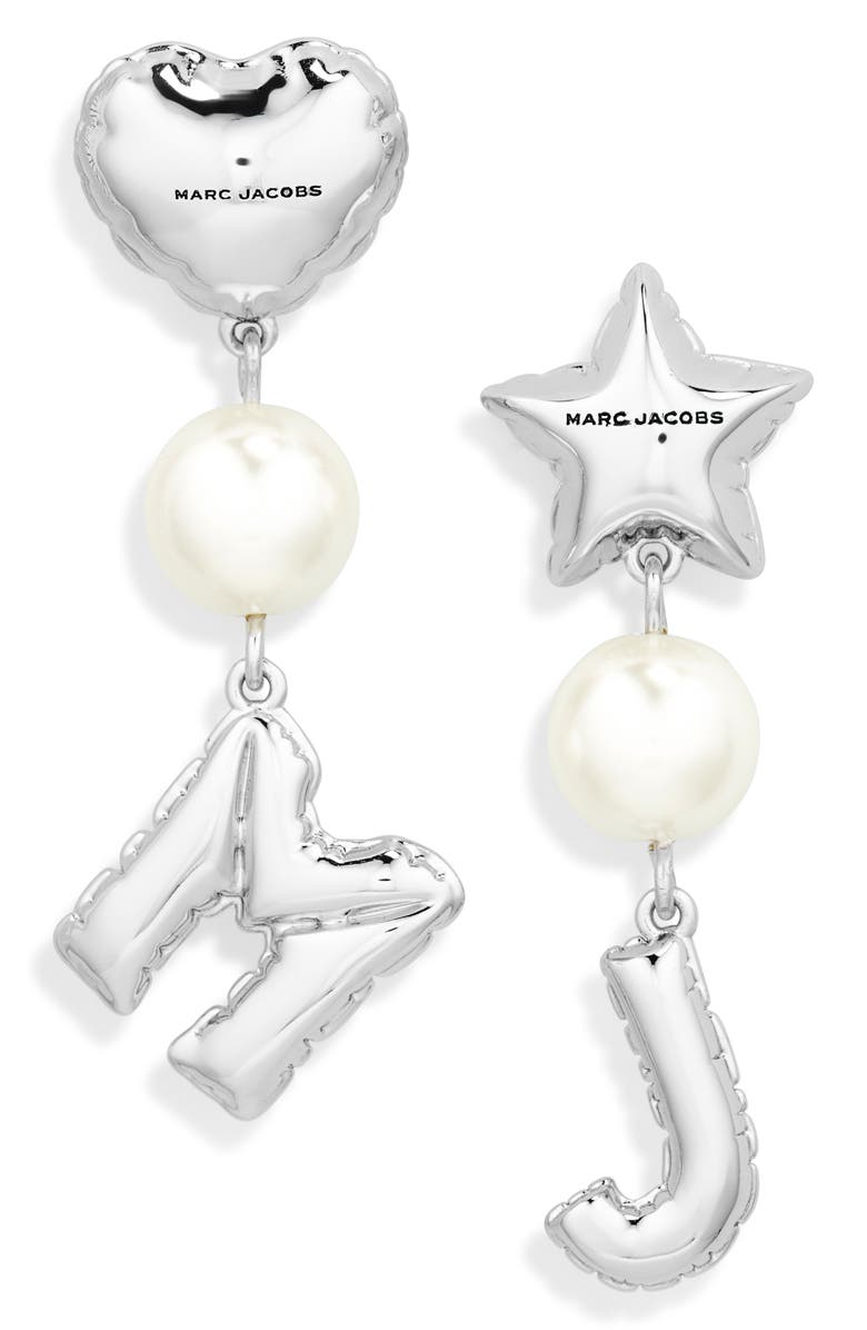 Marc Jacobs MJ Balloon Charm Drop Earrings, Main, color, Light Antique Silver