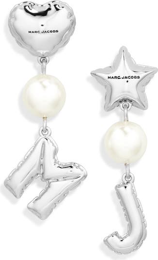 ■MARC JACOBS■ MJ BALLOON PEARL EARRINGS LIGHT ANTIQUE SILV Marc Jacobs Silver 'The MJ Balloon Pearl' Earrings Marc Jacobs