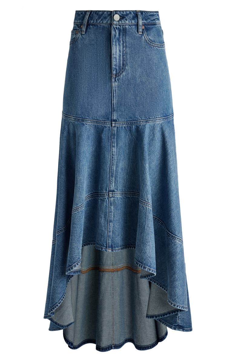 Alice + Olivia Donella High/Low Denim Skirt, Alternate, color, 