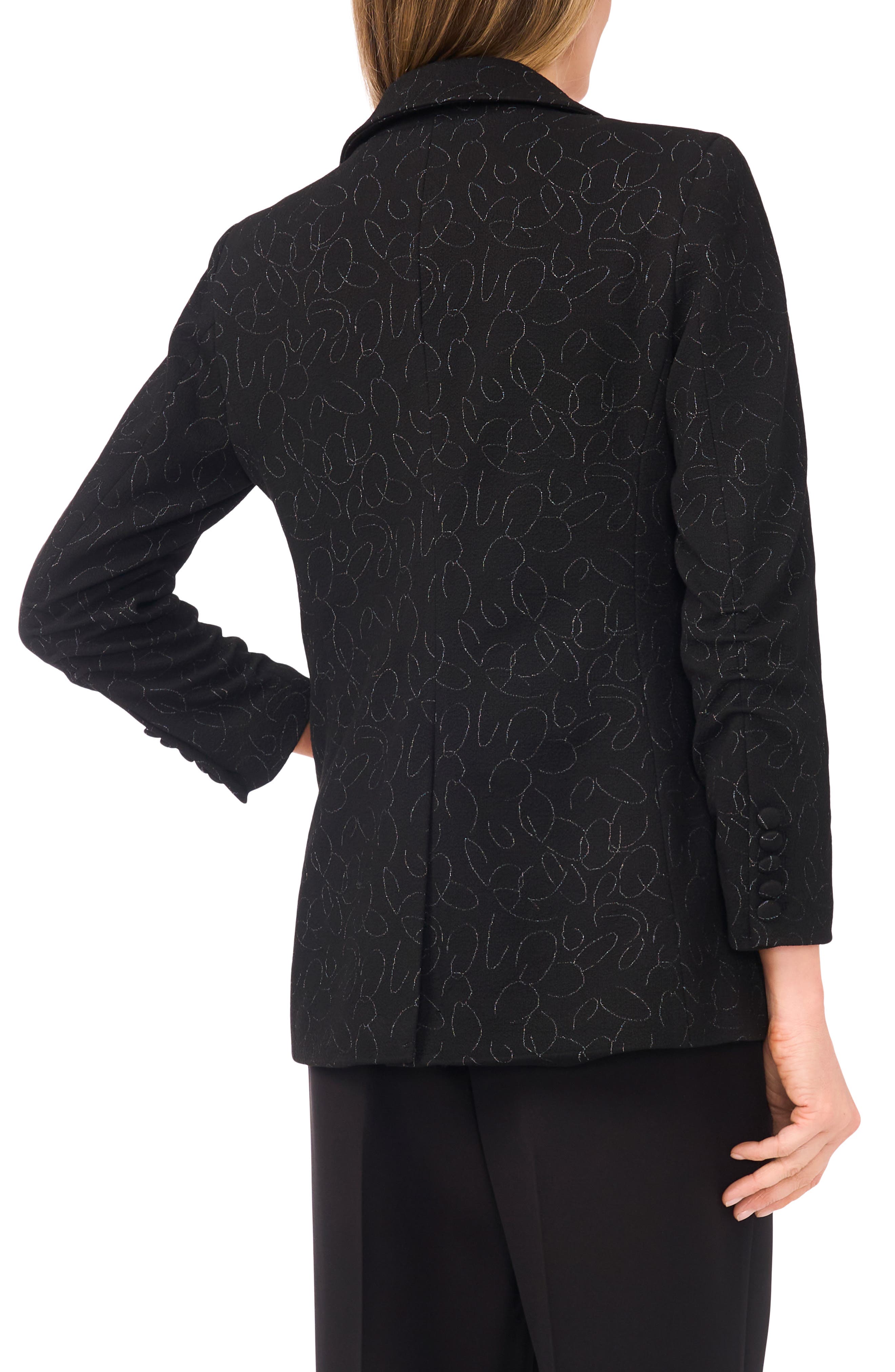 Scribble Print Scrunch Sleeve Blazer - image 2
