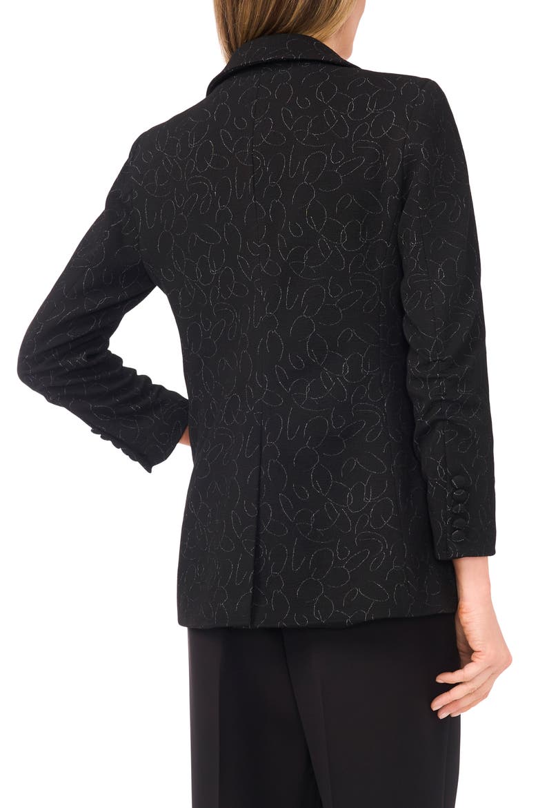 Scribble Print Scrunch Sleeve Blazer, Alternate, color, RICH BLACK
