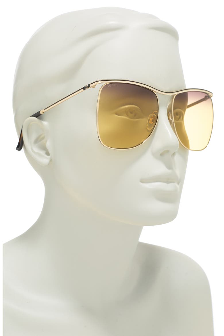 63mm Square Sunglasses, Alternate, color, GOLD