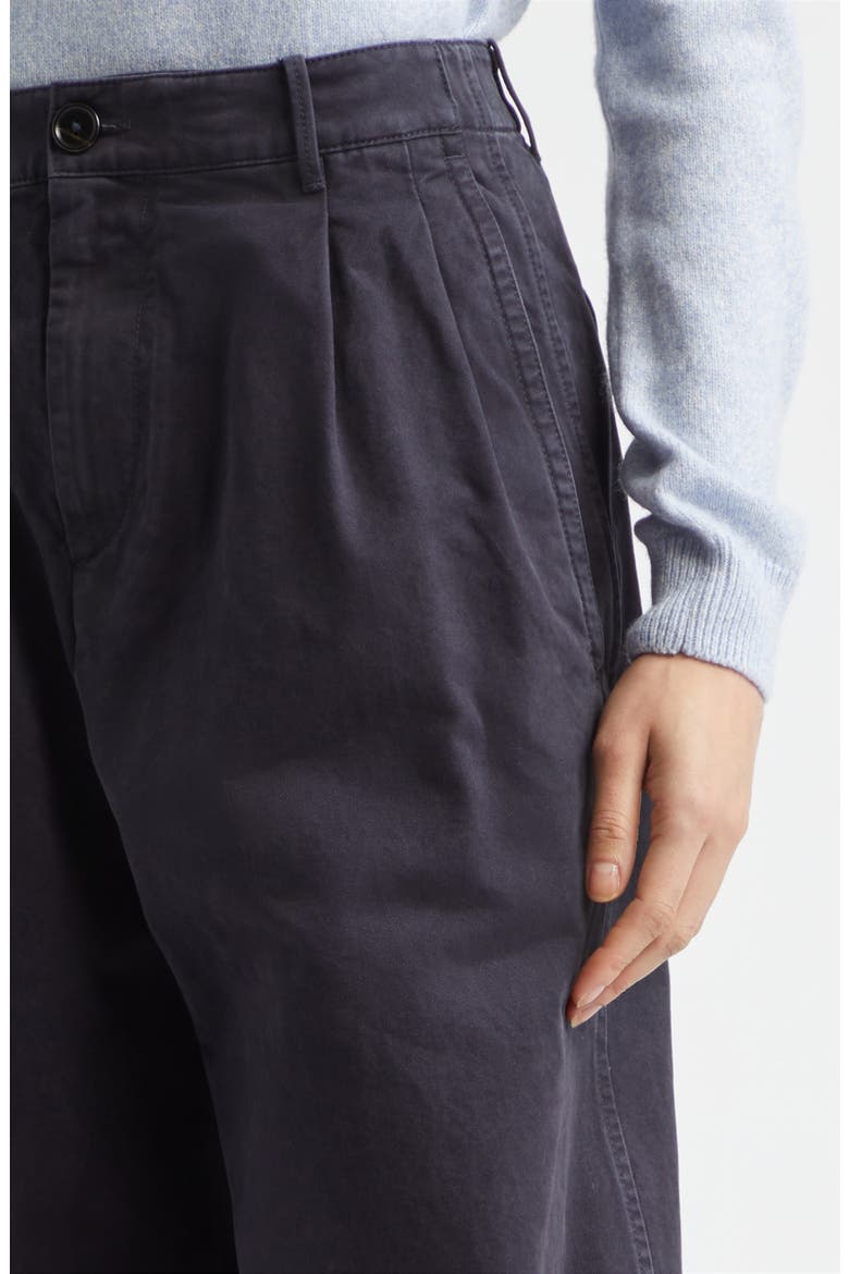 Pleated Cotton Drill Wide Leg Pants, Alternate, color, MIDNIGHT