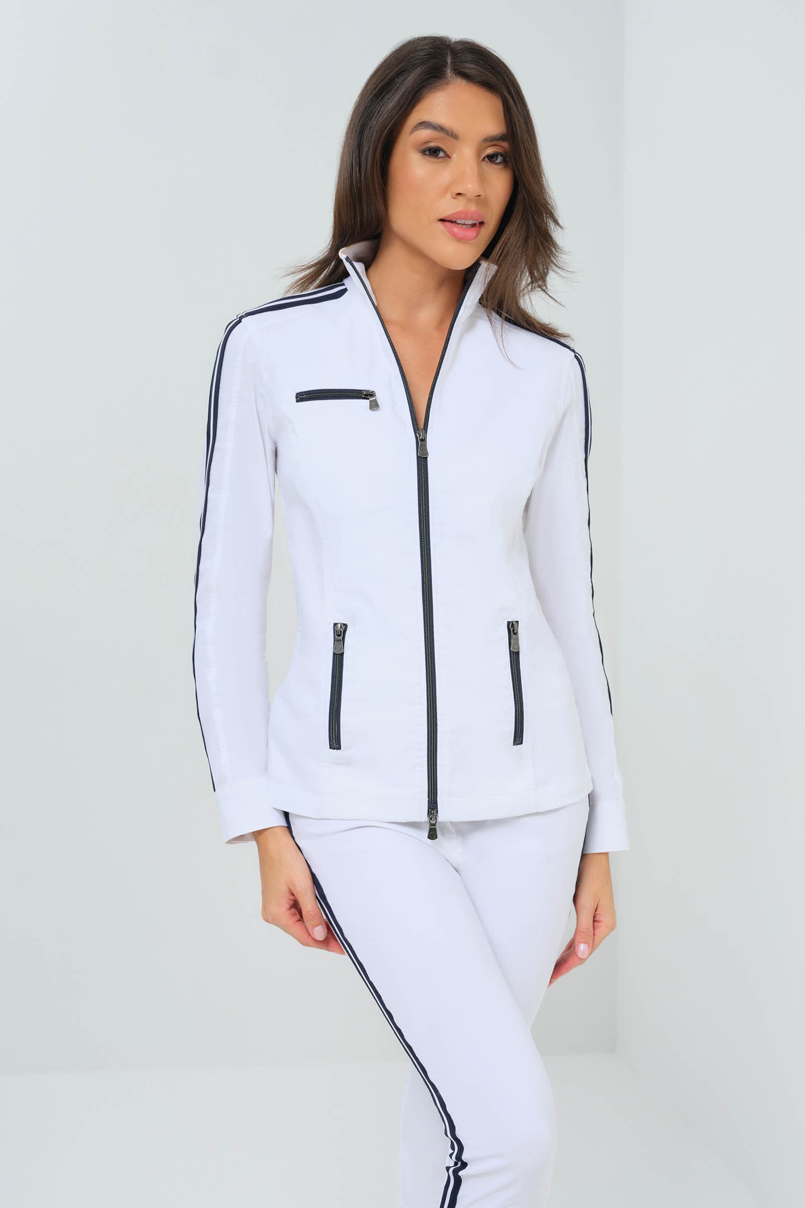 Justine Saira Zip-Up Jacket with Contrast Stripe - image 2